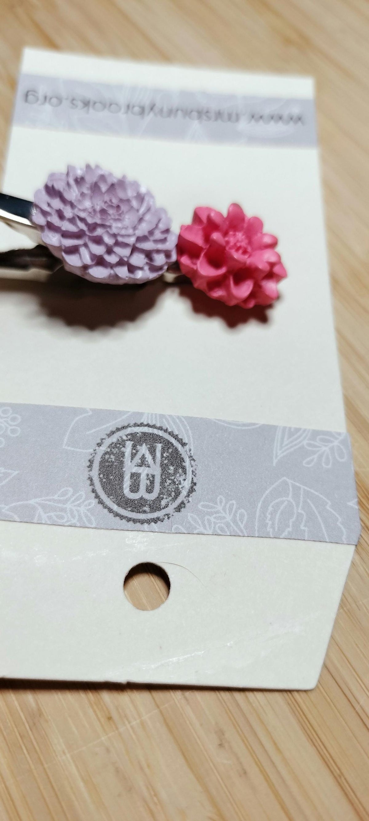 3D double flower hair clip, Lavender & Pink
